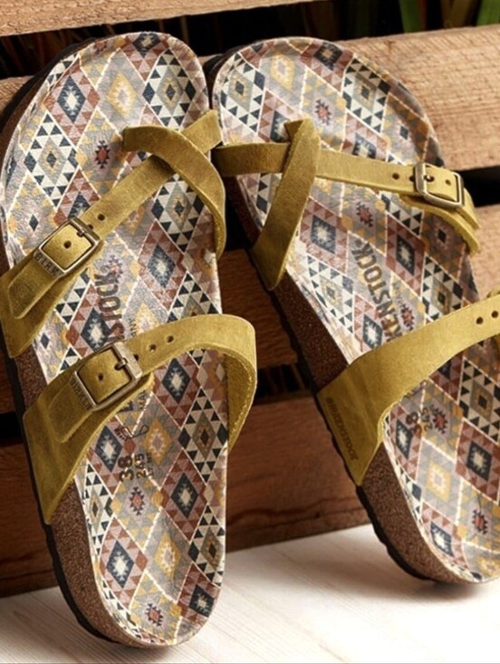 Birkenstock Shoes - Birkenstock Mayari Oiled Leather Adjustable Straps Sandals in Mustard Yellow 7.5